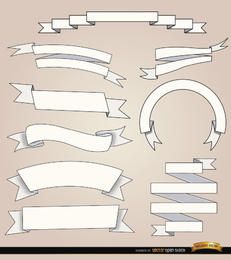 9 cintas blancas con diferentes pliegues