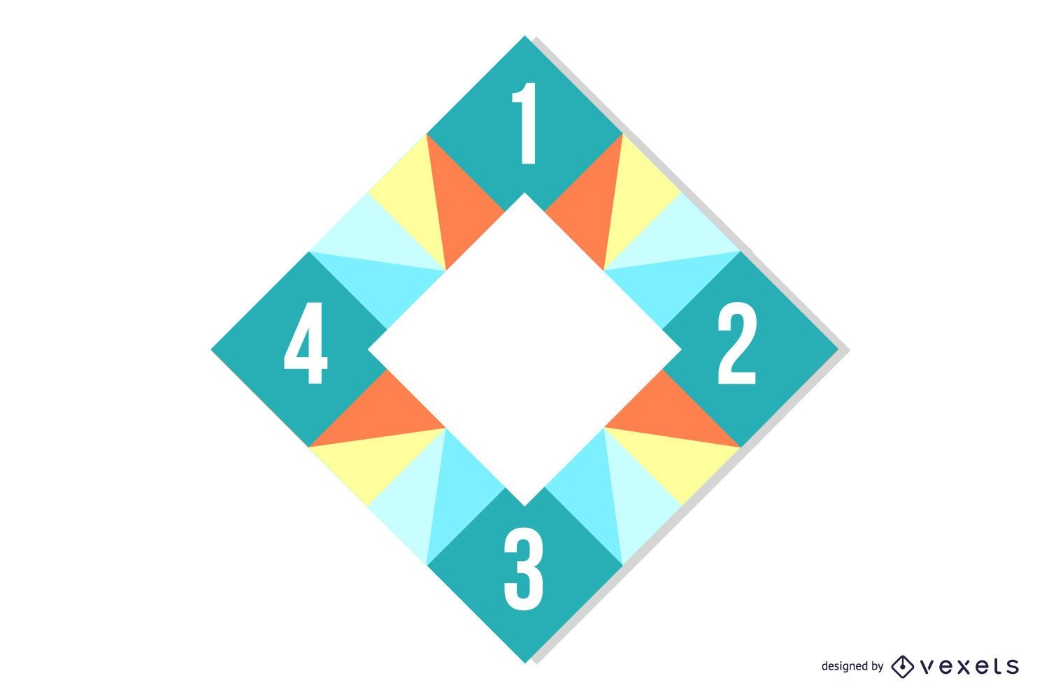 Infográfico de quadrados poligonais coloridos quadrados encurralados