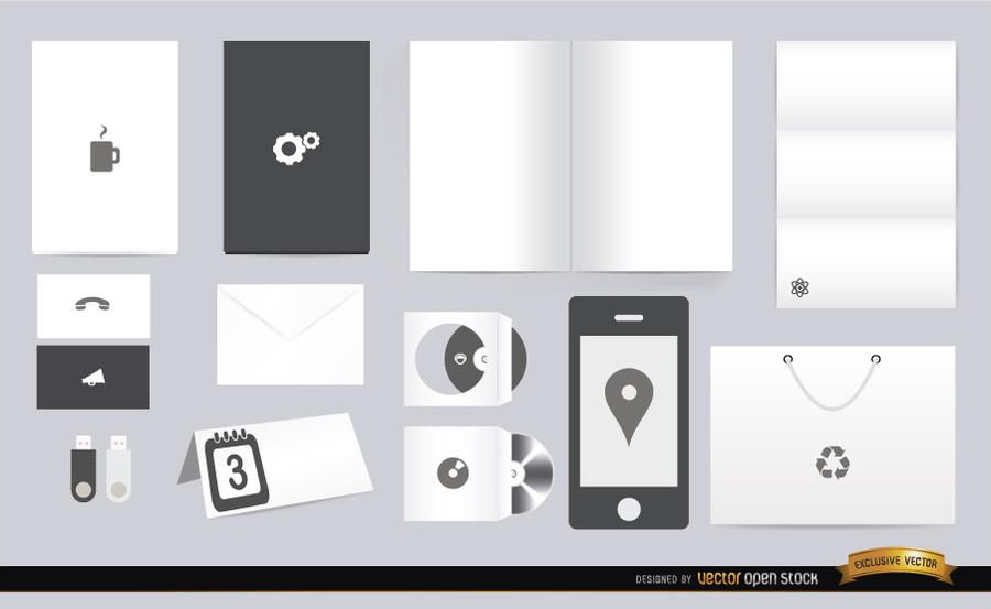 White black stationery elements White black stationery elements