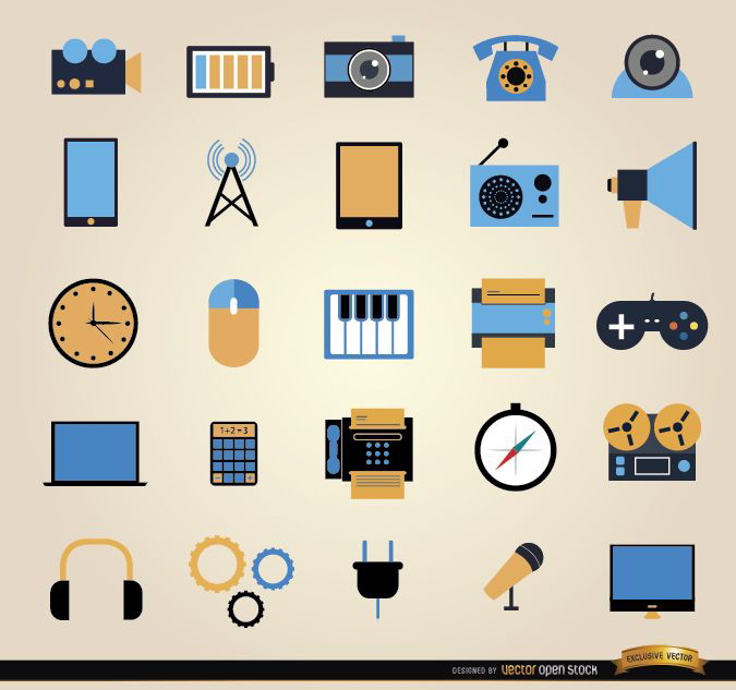 25 Symbolsatz für Kommunikationswerkzeuge