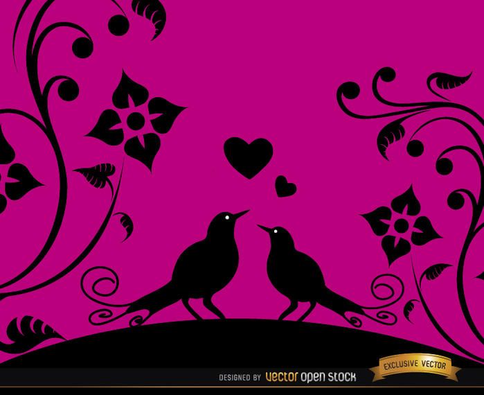Love birds pink floral background Love birds pink floral background