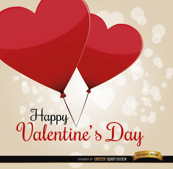 Valentine?s Day heart balloons card Valentine?s Day heart balloons card