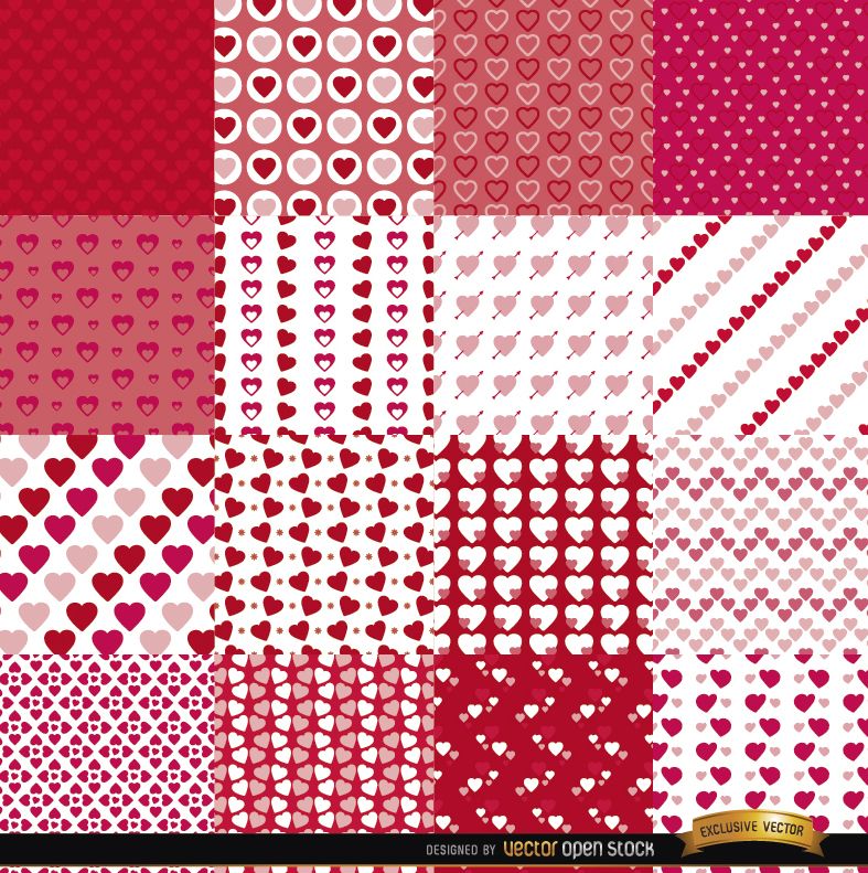 16 Valentine?s Day seamless patterns