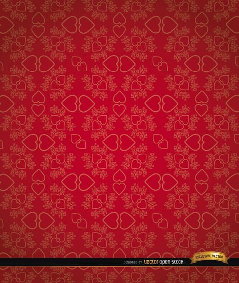 Red heart pairs floral pattern Red heart pairs floral pattern