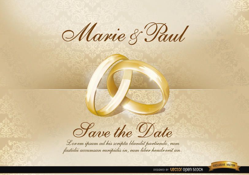 Wedding Invitation With Rings Vector Download 1843