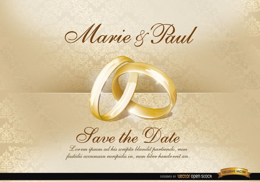 Wedding Invitation With Rings Vector Download