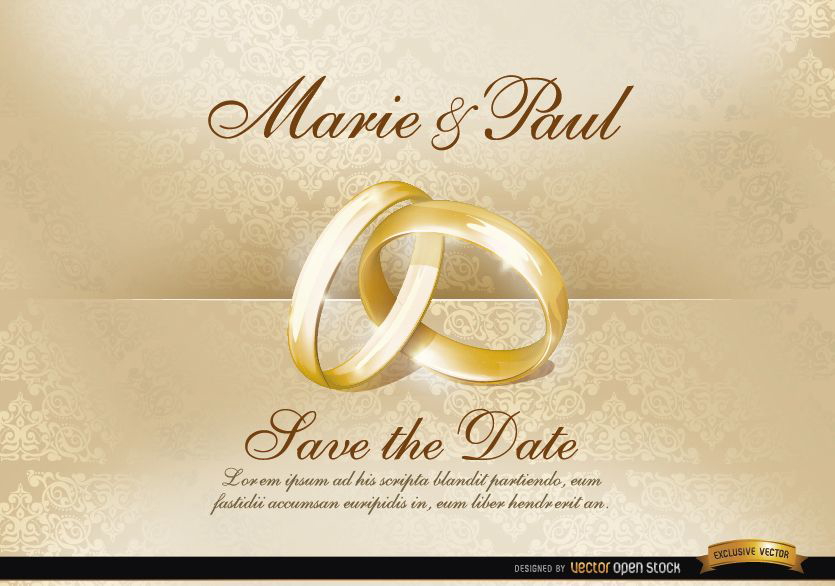 Wedding Invitation With Rings Vector Download 