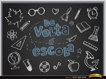 Voltar às aulas quadro negro em português Voltar às aulas quadro negro em português