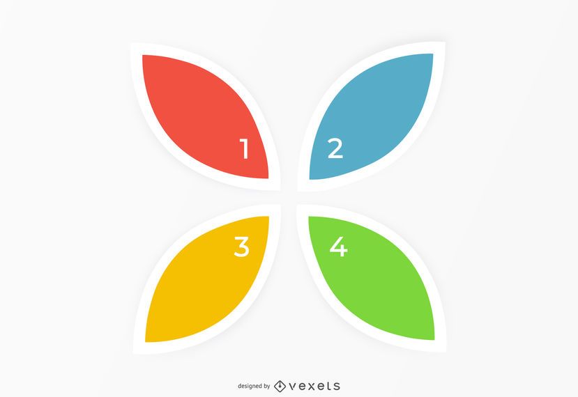 Colorido creativo cuatro hojas floral infografía Colorido creativo cuatro hojas floral infografía