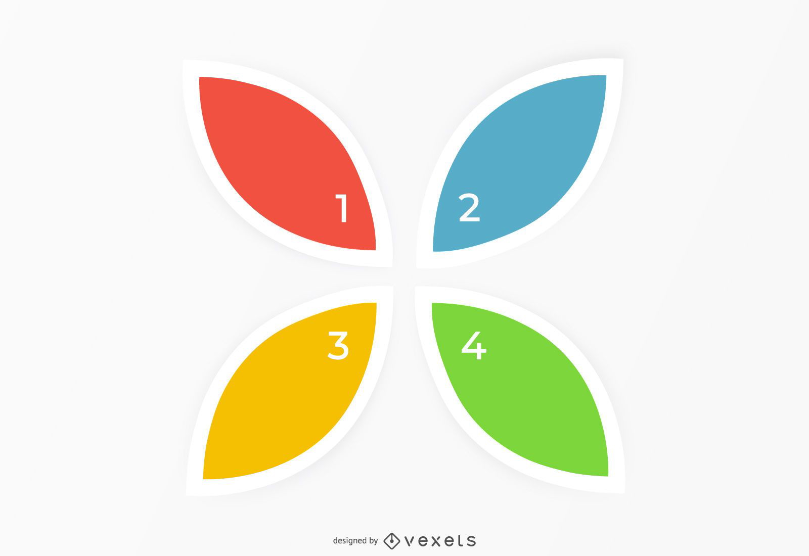Infografía floral colorida creativa de cuatro hojas