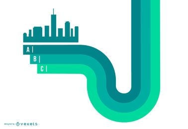 Resumen ciudad verde en líneas de rayas infografía