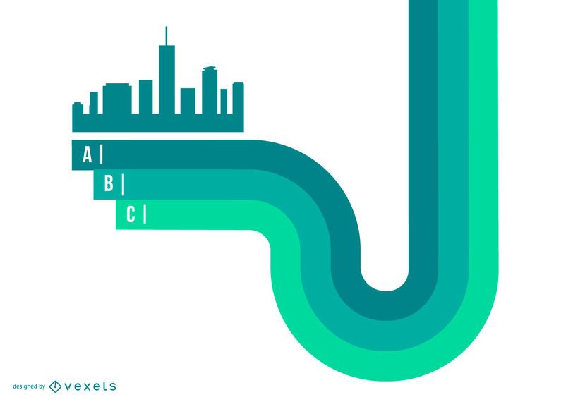 Abstract Green City on Stripy Lines Infographic Abstract Green City on Stripy Lines Infographic