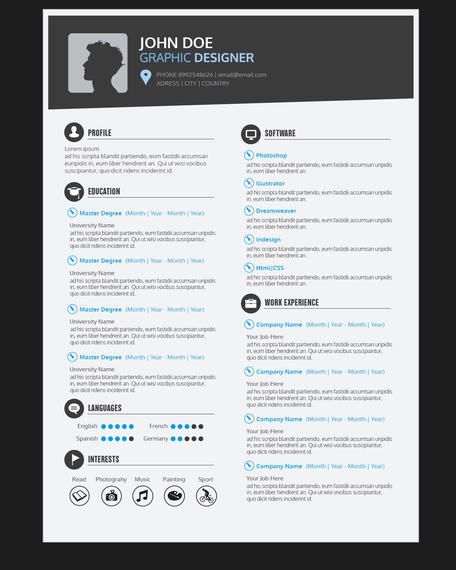 Graphic Designer Resume CV - Vector Download