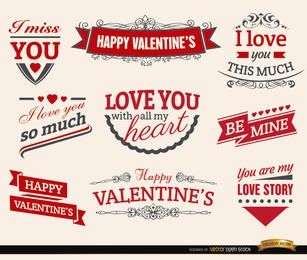 9 etiquetas de cintas de amor de San Valentín