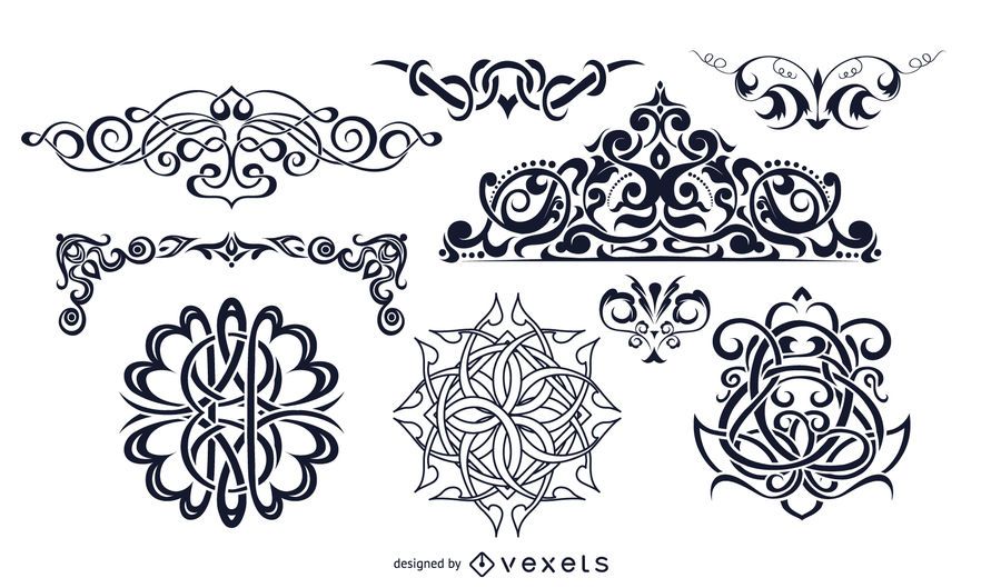 Dekoratives Vintage-Schwarz-Weiß-Ornament - Vektor Download