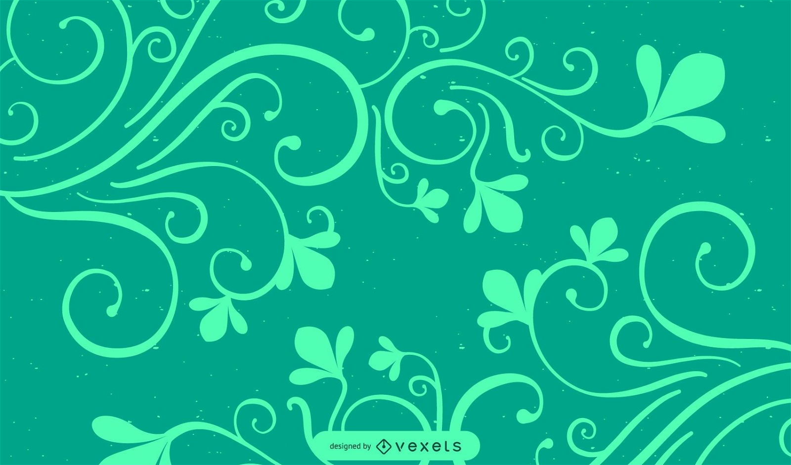 Modelo de banner com redemoinhos florais verdes