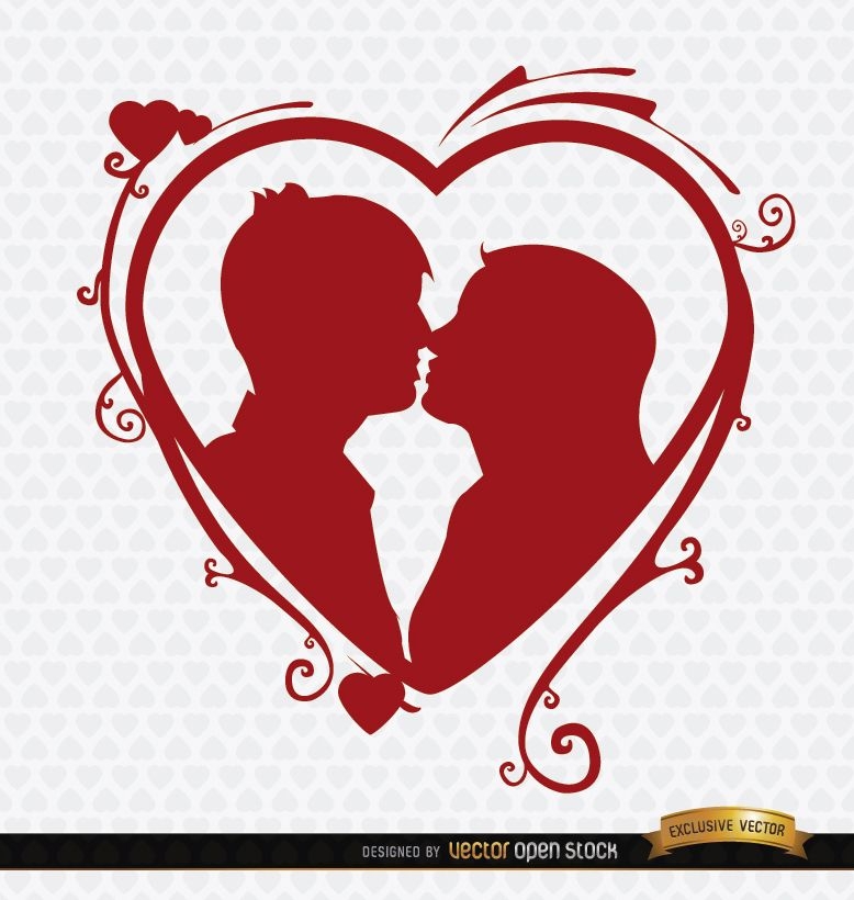Fundo de redemoinhos de coração de casal se beijando