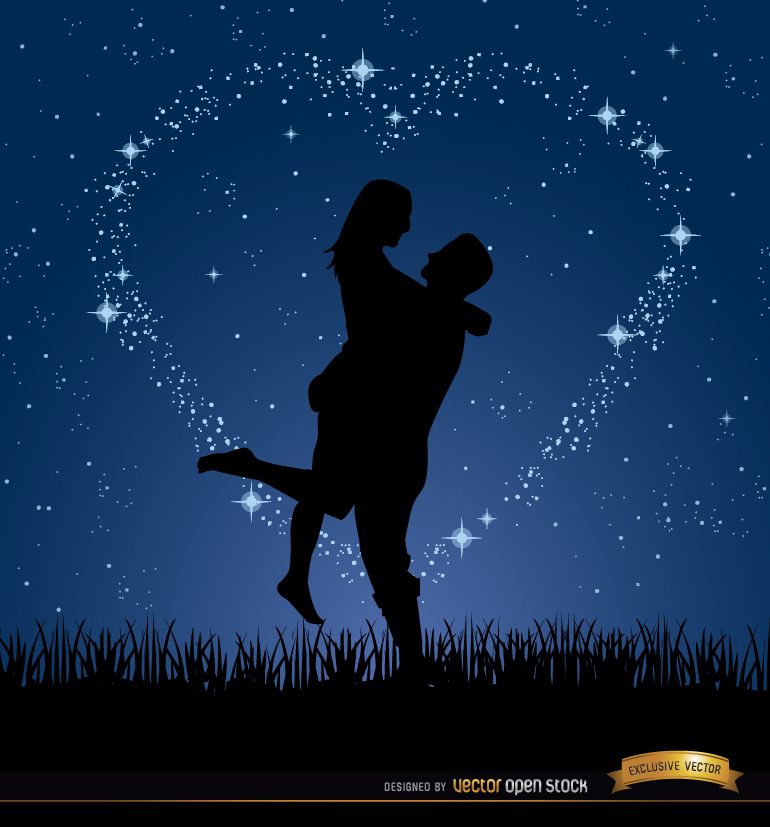 Casal ama fundo de estrelas noturnas