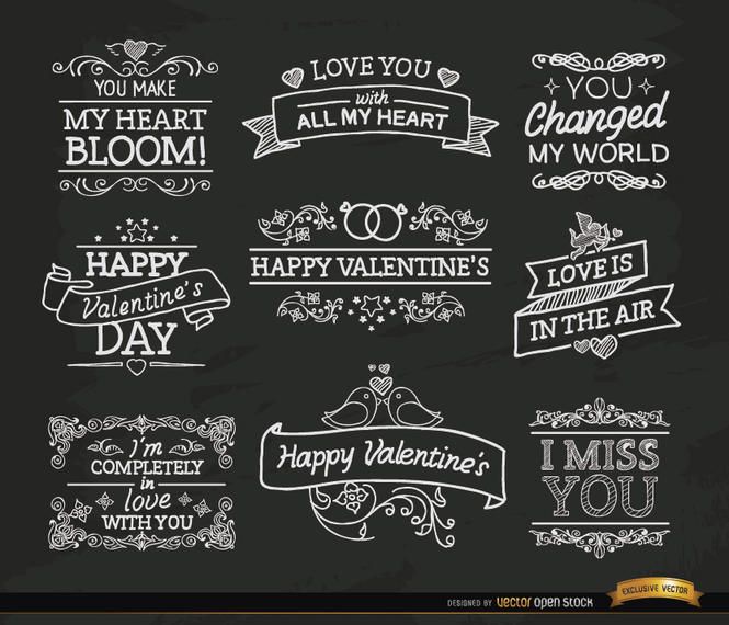 9 Vintage Valentinstag Siegel 9 Vintage Valentinstag Siegel