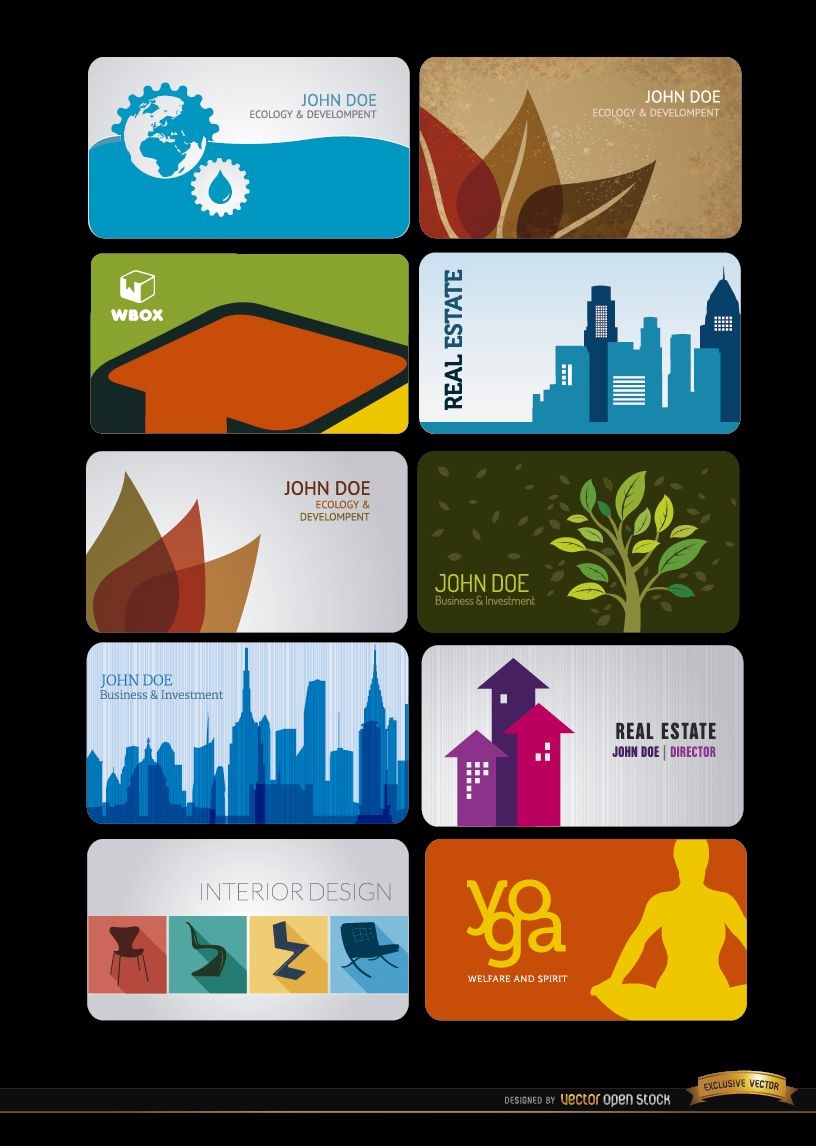 10 Business cards for several professions  