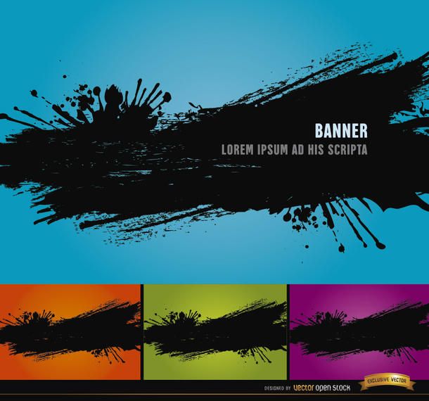 4 Black paint splatter backgrounds 4 Black paint splatter backgrounds