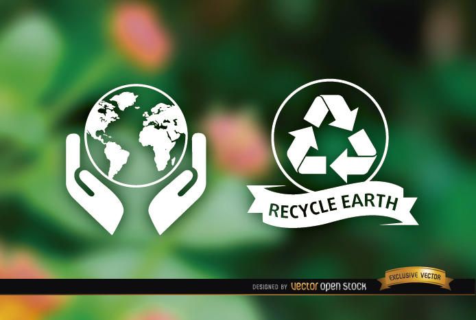 Ecologic labels nature blurred background Ecologic labels nature blurred background