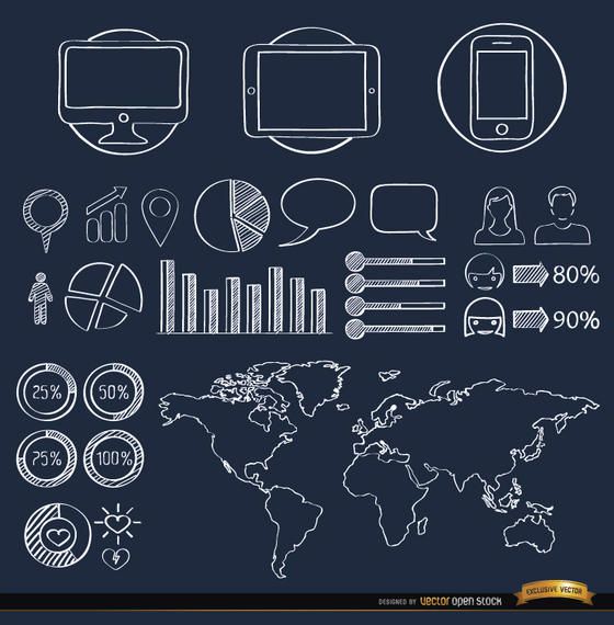 Mão desenhada infográfico elementos Mão desenhada infográfico elementos