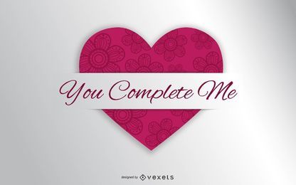 Papierschnitt beschriftet Herz & Note Valentine Card