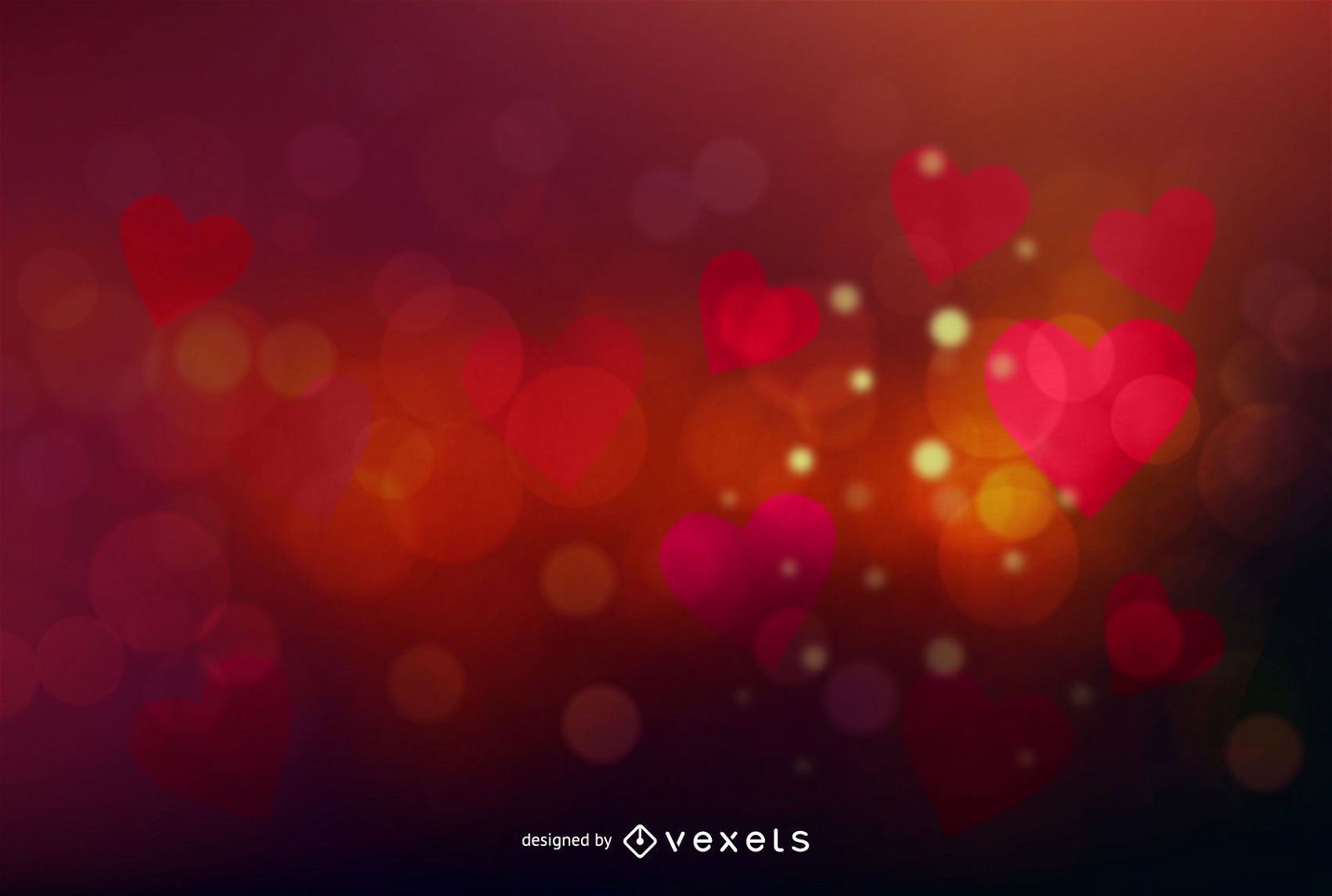Colorful Glowing Bokeh Valentine Hearts Background