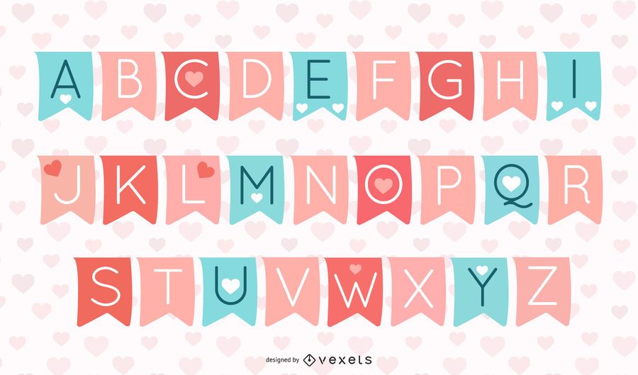 Valentines Typography on Separate Ribbon Banners Valentines Typography on Separate Ribbon Banners
