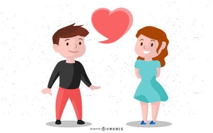 Heart Shape Speech Bubbles Valentine Cartoon