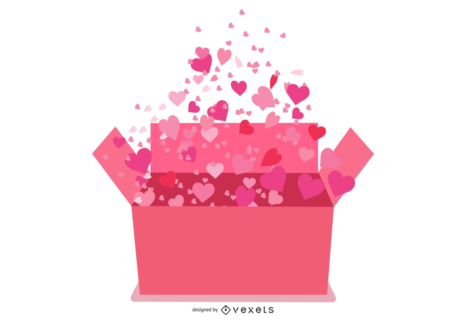 Hearts Coming Out Valentine Geschenkbox