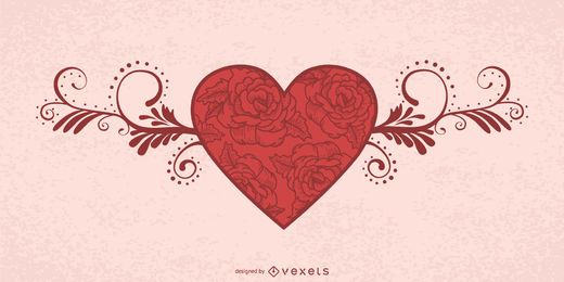 Tarjeta San Valentín Corazón Floral Decorativo