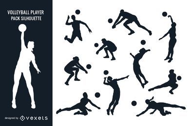 Jugador de voleibol femenino femenino paquete silueta Jugador de voleibol femenino femenino paquete silueta