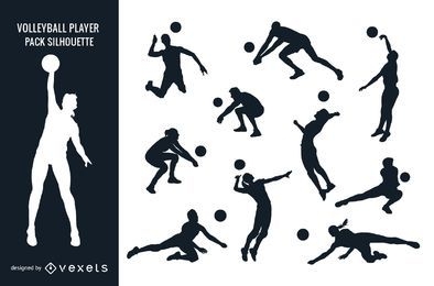 Male Female Volleyball Player Pack Silhouette