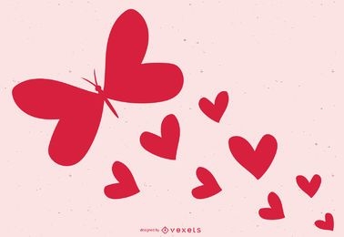Lindo cartão de dia dos namorados com corações de borboleta