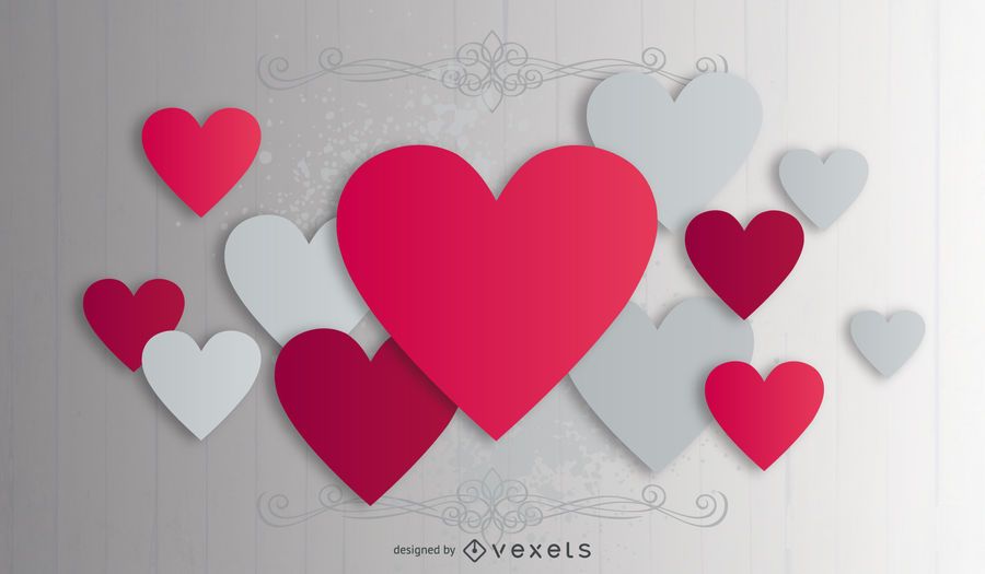 Creative Pink & Grey Hearts Valentine Background Creative Pink & Grey Hearts Valentine Background