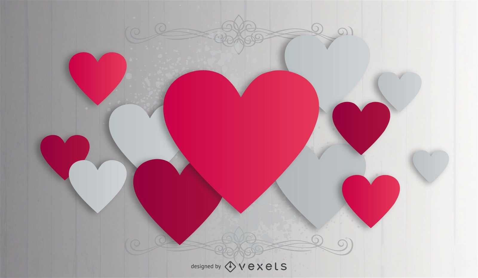 Grauer Herz-Valentinsgruß-Hintergrund - Vektor Download