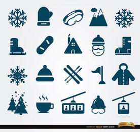 20 ícones de elementos de inverno