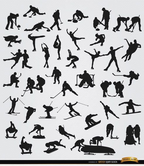 40 Winter sports silhouettes 40 Winter sports silhouettes