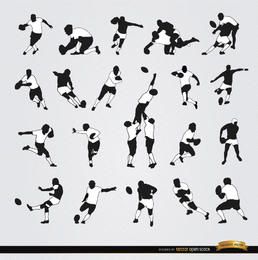 Conjunto de 20 siluetas de rugby
