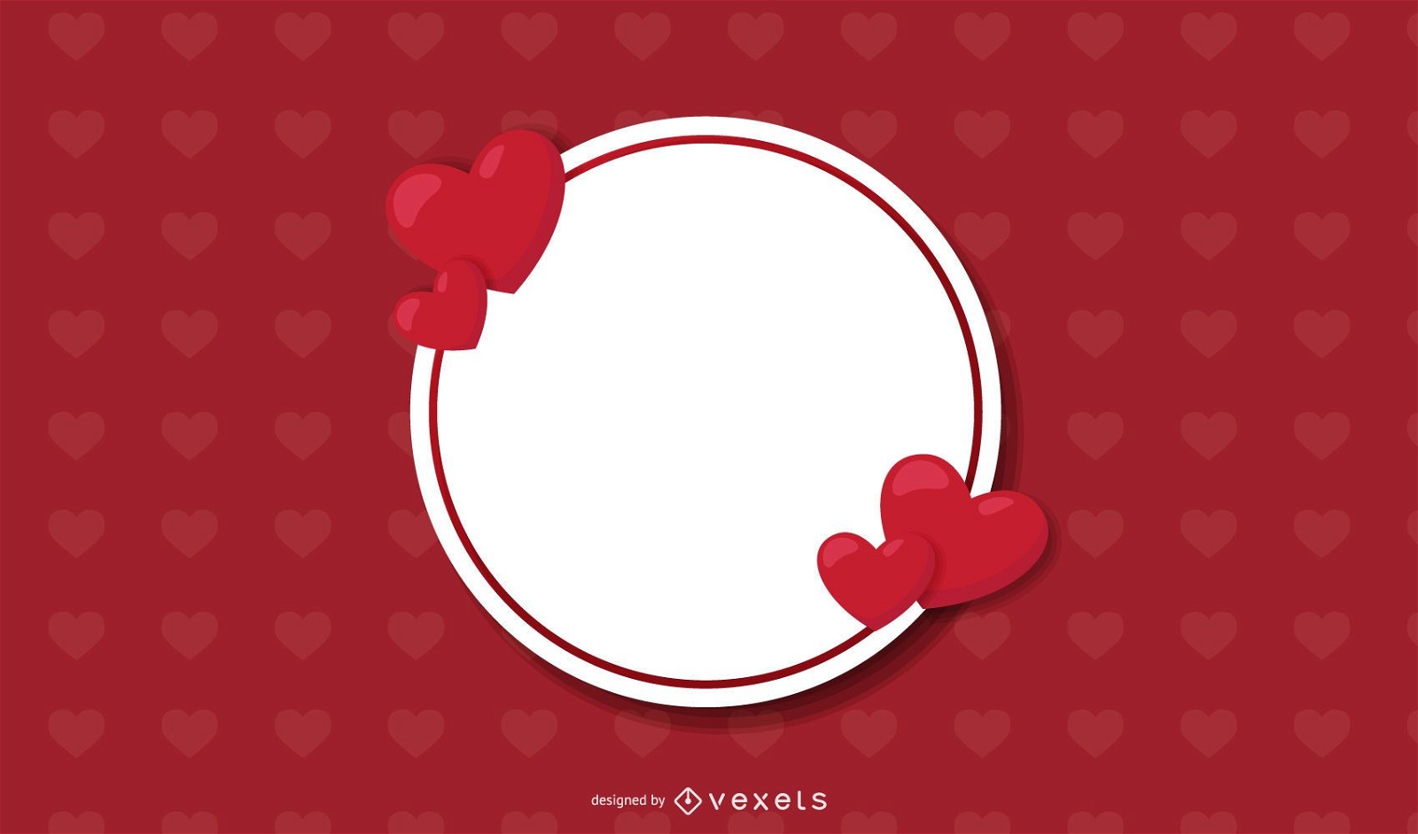 Circle Banner on Heart Pattern Background