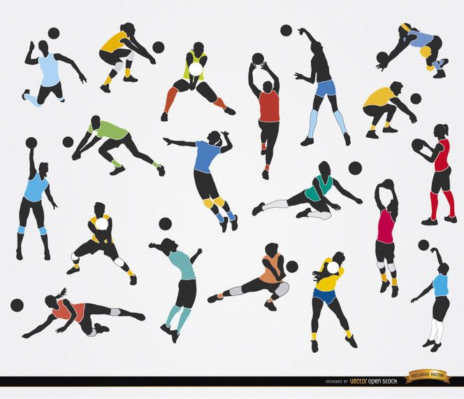 19 siluetas de los jugadores de voleibol 19 siluetas de los jugadores de voleibol