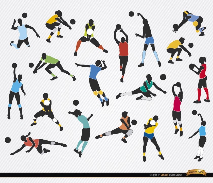 19 Silhouettes of Volleyball players