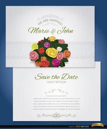 Mangas de invitación de matrimonio de ramo de flores