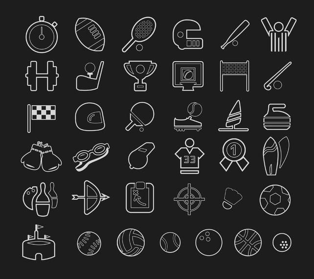 Conjunto de iconos de deporte de trazo Conjunto de iconos de deporte de trazo