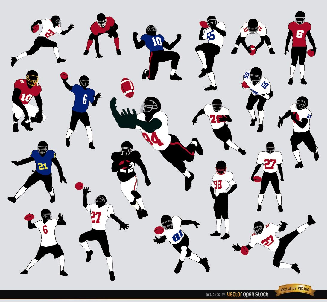 20 Silhouettes of American Football players