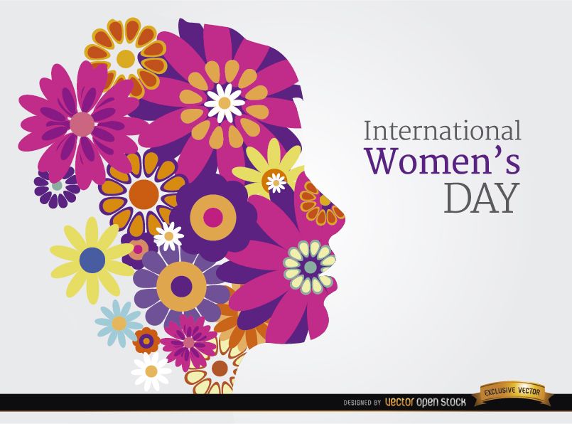 Women?s day flowers head background