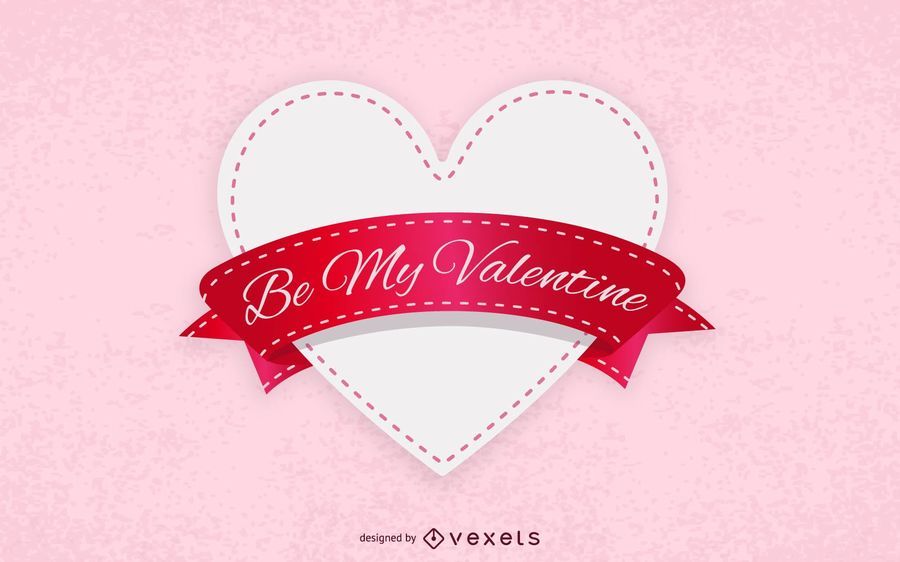 Tarjeta de San Valentín con el corazón de la cinta etiquetada Tarjeta de San Valentín con el corazón de la cinta etiquetada