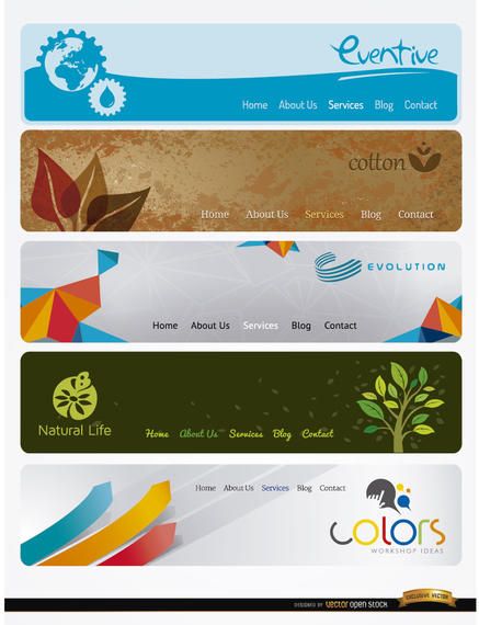 5 encabezados de página web modernos con menú 5 encabezados de página web modernos con menú